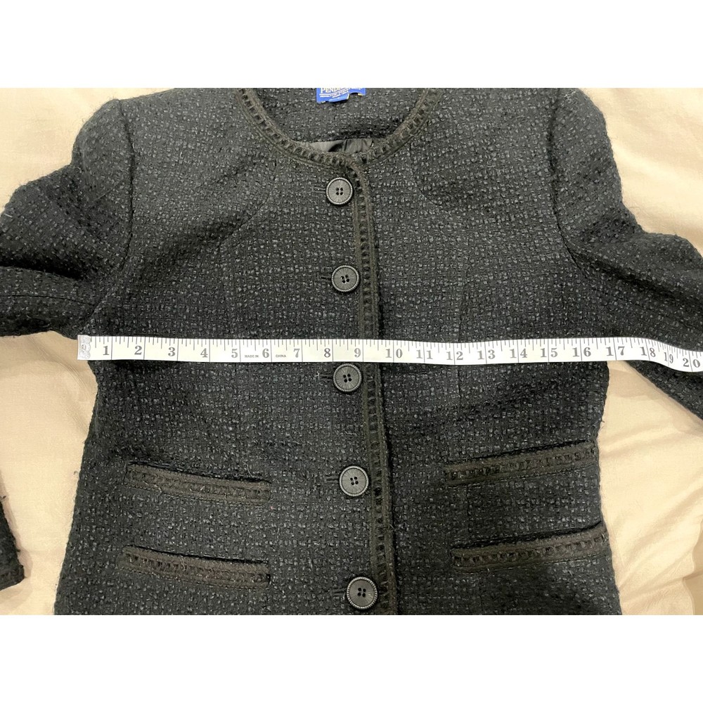 Pendleton Womens 6 Jacket Collarless Textured Black 5 Button Work Boss Corporate - Picture 6 of 7